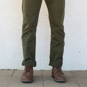 Workers Chino Slim Fit 14 oz Slub Army Green Pants